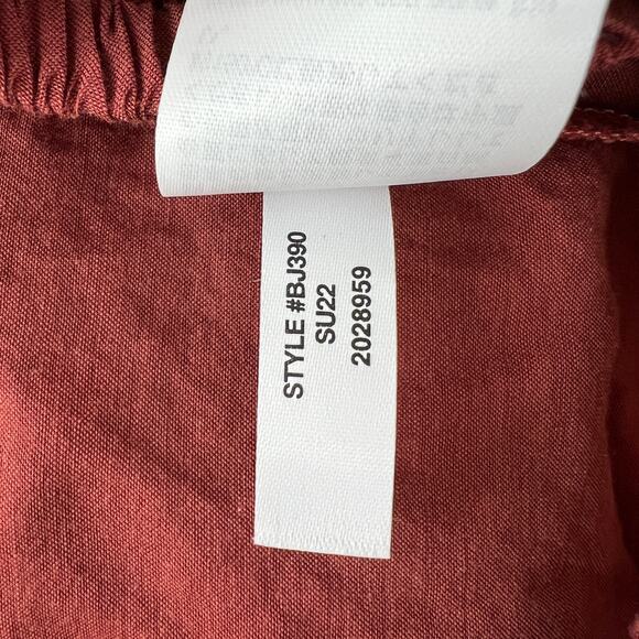 J. CREW Chimney Brown Cotton Blend Puff Sleeve Tassel Tie-Front Crop Top Size S - Picture 9 of 9